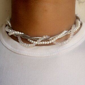White Pearl and Crystal Choker